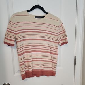 Laura Scott Pink and Cream Striped Sweater Shirt!